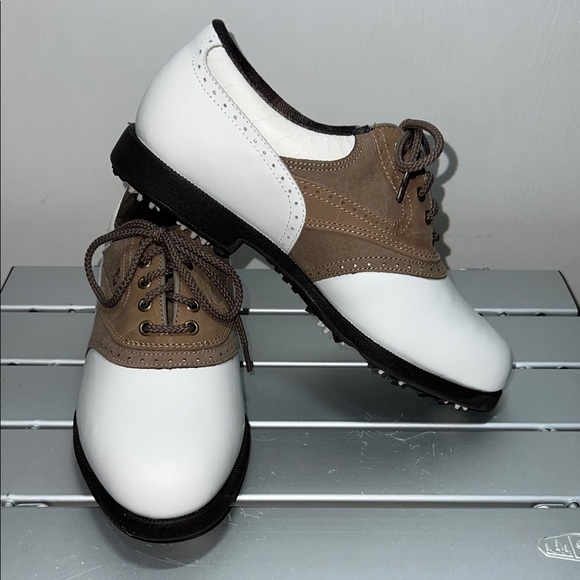 FootJoy Terrains Women's Two-Tone Athletic Shoes - White and Beige 6M - Picture 7 of 8